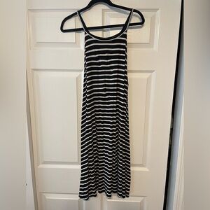 Black and White Striped Midi Tank Dress